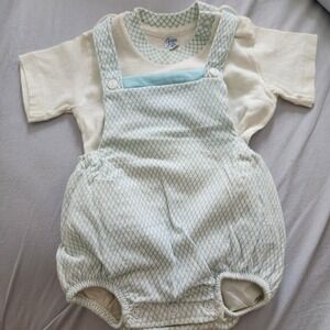 Vtg Carters Bubble Romper Vinyl Lined Bottom Criss Cross Back 100% Cotton 6 Mo